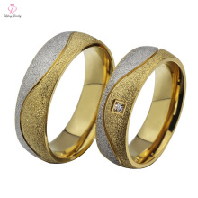 Anéis de casamento de aço inoxidável do ouro 18K da forma 2015, jóia de ouro dos anéis de casamento do ouro do desenhista de Matt